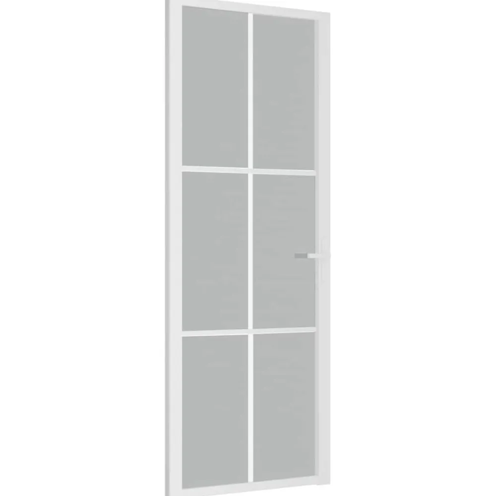 Binnendeur 76x201,5 cm matglas en aluminium wit>vidaXL Hot