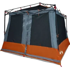 Buitensport*vidaXL Binnentent met dak 291 x 291 x 240 cm taft Grijs en oranje