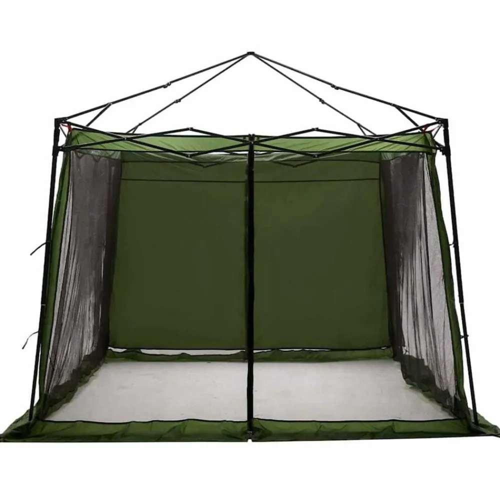 Buitensport*vidaXL Binnentent met dak met opslag 303 x 303 x 196 cm taft Groen