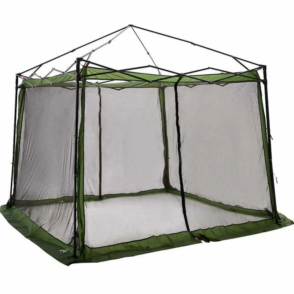 Buitensport*vidaXL Binnentent met dak met opslag 303 x 303 x 196 cm taft Groen