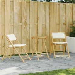 Bistrostoelen 2 st inklapbaar met kussens bamboe crèmewit>vidaXL Best