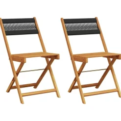 Tuinmeubelen*vidaXL Bistrostoelen 2 st massief acaciahout en touw Zwart
