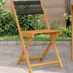 Tuinmeubelen*vidaXL Bistrostoelen 2 st massief acaciahout en touw Zwart