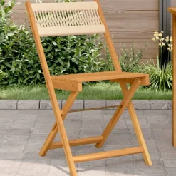 Tuinmeubelen*vidaXL Bistrostoelen 2 st massief acaciahout en touw Beige