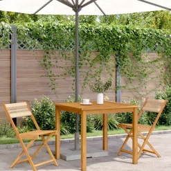 Tuinmeubelen*vidaXL Bistrostoelen 2 st massief acaciahout en touw Beige