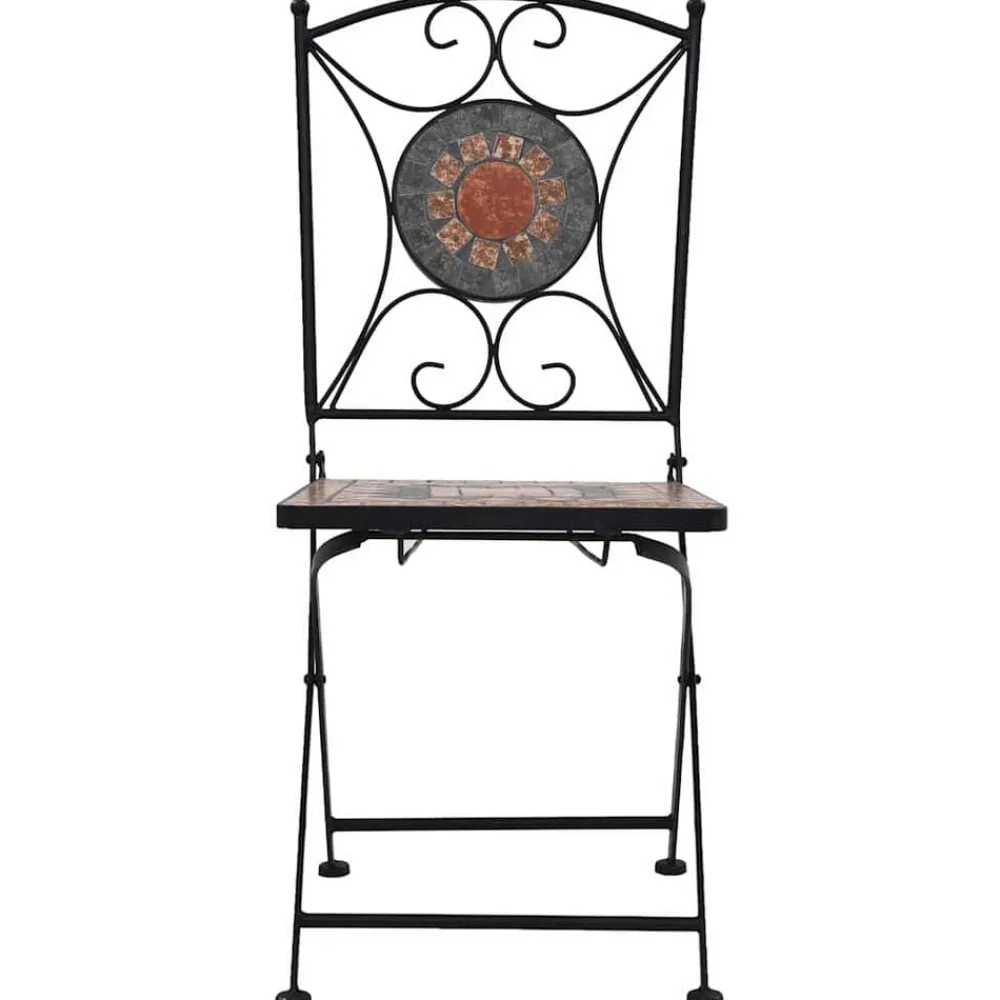 Tuinmeubelen*vidaXL Bistrostoelen mozaïek 2 st Oranje en grijs