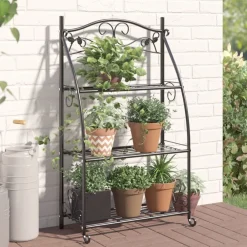 Bloemenrek 56x30x96 cm staal zwart>vidaXL Outlet