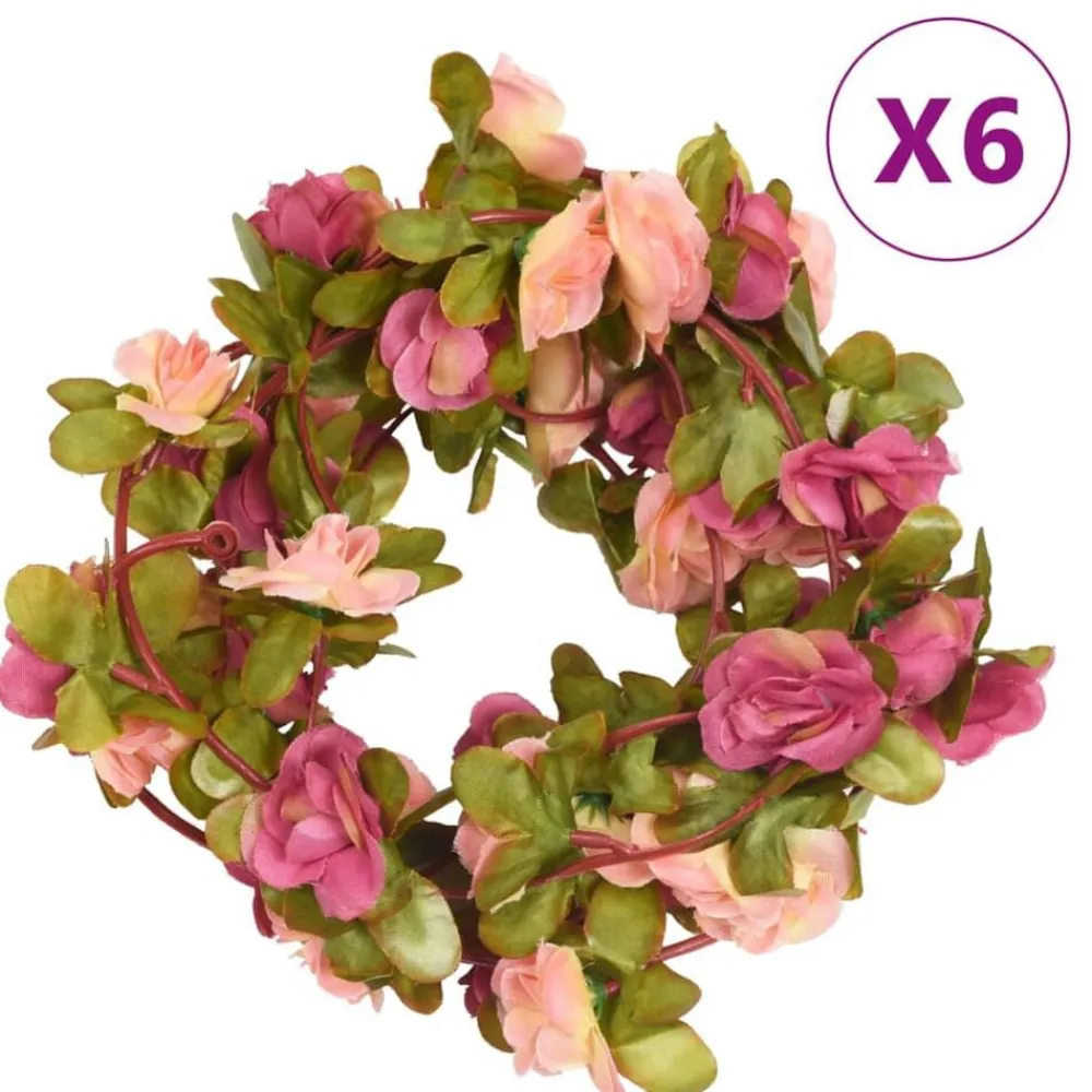 Woon- & Tuinaccessoires*vidaXL Bloemenslingers 6 st 250 cm Rozerood