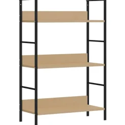 Boekenkast 3 schappen 60x27,6x90,5 cm bewerkt hout eikenkleurig>vidaXL