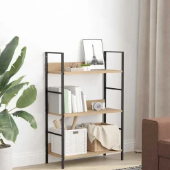 Boekenkast 3 schappen 60x27,6x90,5 cm bewerkt hout eikenkleurig><noscript><img width=