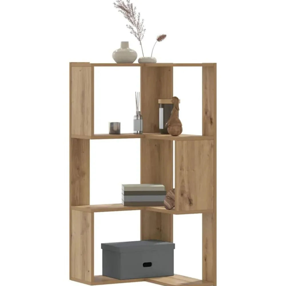 Boekenkast 3-laags hoek 50x50x102 cm hout artisanaal kleur>vidaXL Outlet