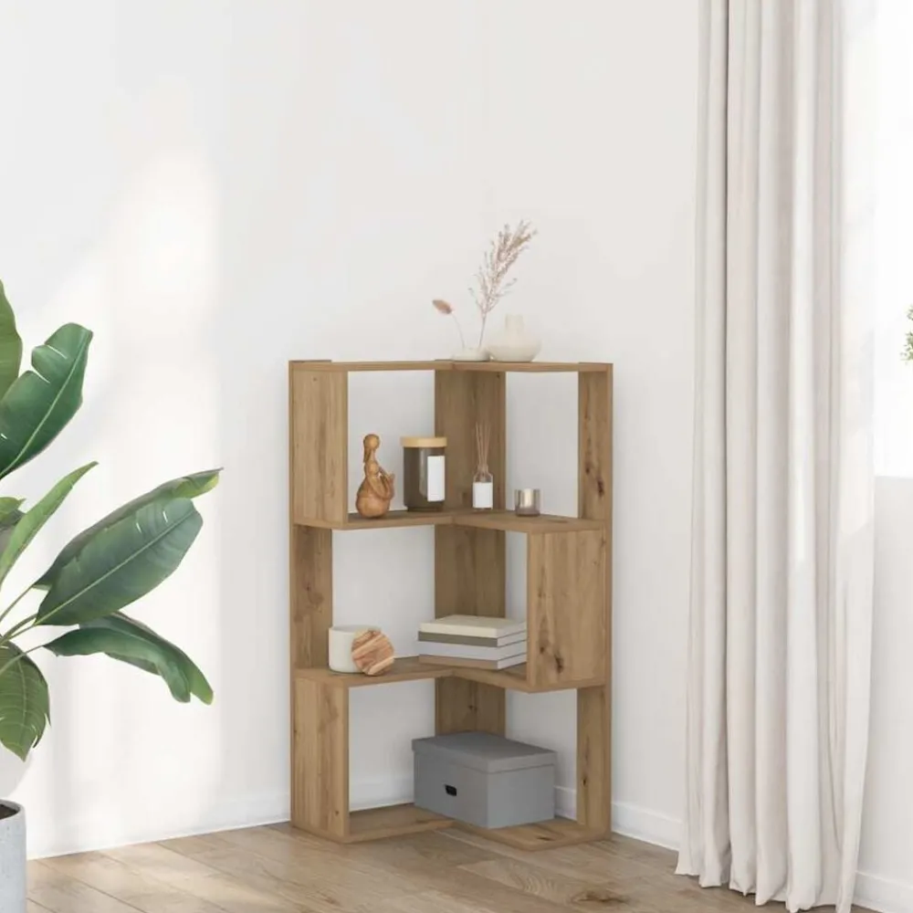 Boekenkast 3-laags hoek 50x50x102 cm hout artisanaal kleur>vidaXL Outlet