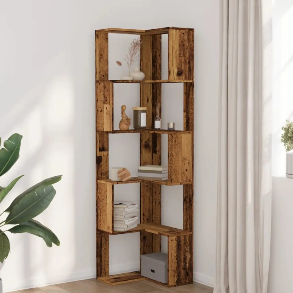 Boekenkasten & Wandplanken*vidaXL Boekenkast 5-laags hoek 50x50x179 cm bewerkt hout kleur Oud hout