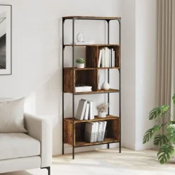 Boekenkast 5-laags 76x33x188,5 cm bewerkt hout><noscript><img width=