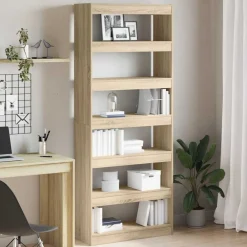 Boekenkasten & Wandplanken*vidaXL Boekenkast met plank 80 x 30 x 198 cm Bewerkt hout Sonoma eiken