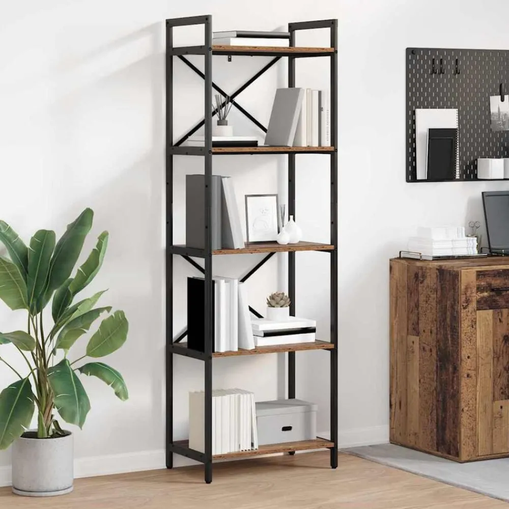 Boekenkasten & Wandplanken*vidaXL Boekenkast 56 x 34 x 171 cm Bewerkt hout Oud hout
