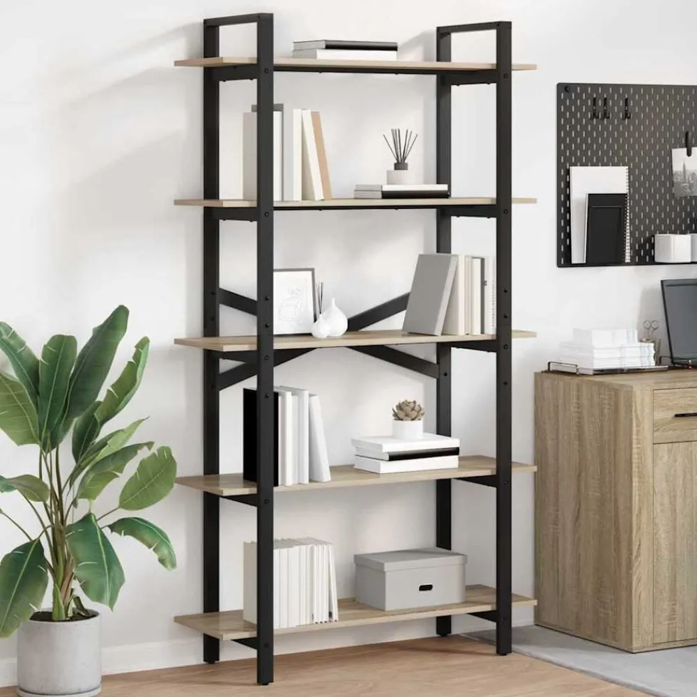Boekenkasten & Wandplanken*vidaXL Boekenkast 100 x 33,5 x 178 cm Bewerkt hout Sonoma eiken