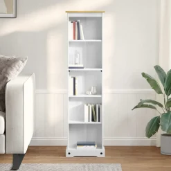 Boekenkasten & Wandplanken*vidaXL Boekenkast 46 x 20 x 170 cm Massief grenenhout Wit