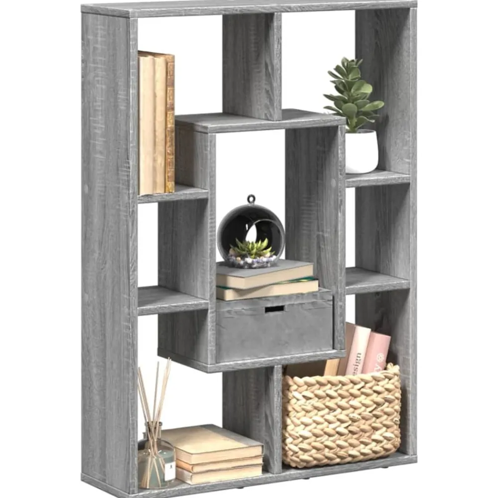 Boekenkasten & Wandplanken*vidaXL Boekenkast 63x20x90 cm bewerkt hout eikenkleurig Grijs sonoma
