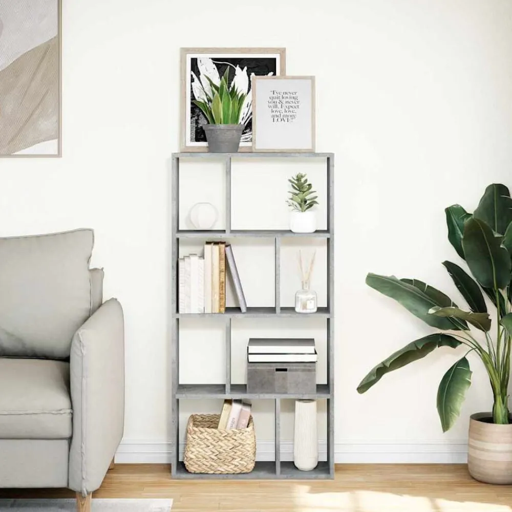 Boekenkasten & Wandplanken*vidaXL Boekenkast 60x20x120,5 cm bewerkt hout Betongrijs