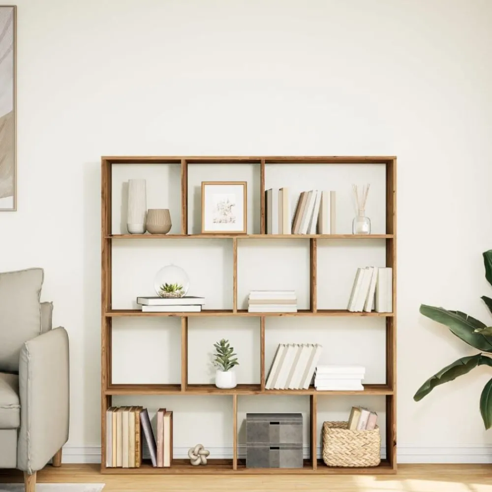 Boekenkast 132x29x141,5 cm bewerkt hout artisanaal eikenkleur>vidaXL Sale
