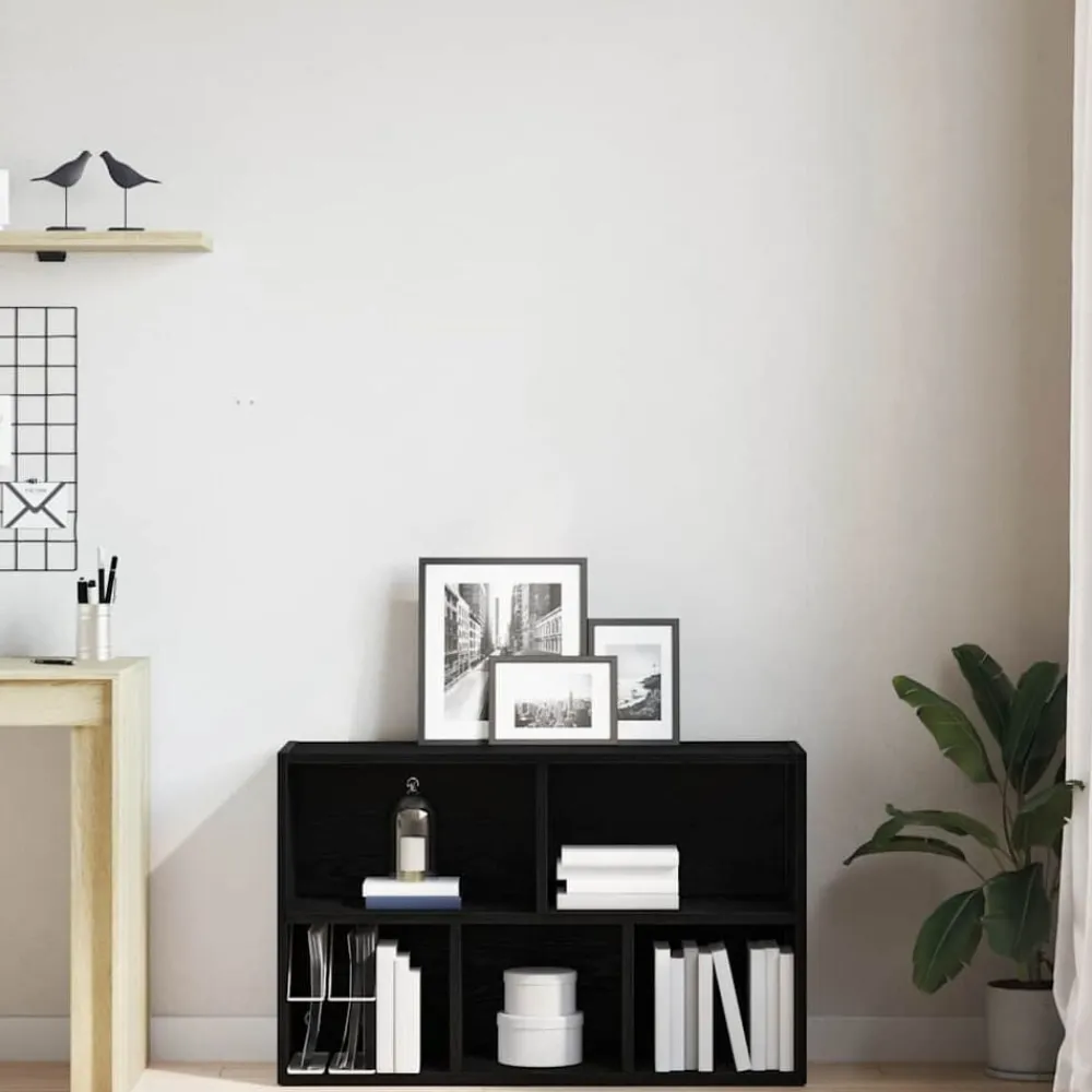 Boekenkasten & Wandplanken*vidaXL Boekenkast 50x25x80 cm Engineered Wood Zwart eiken