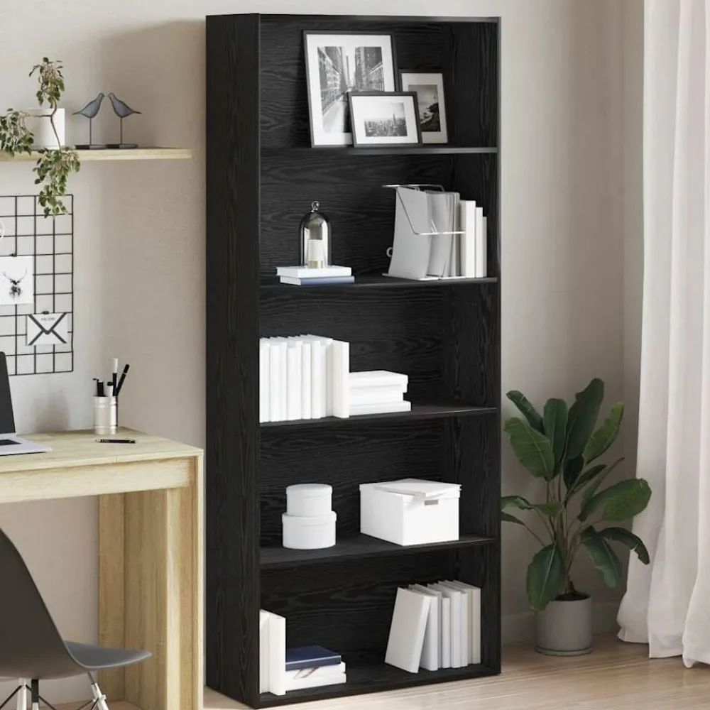 Boekenkasten & Wandplanken*vidaXL Boekenkast 80x30x189 cm Engineered Wood Zwart eiken