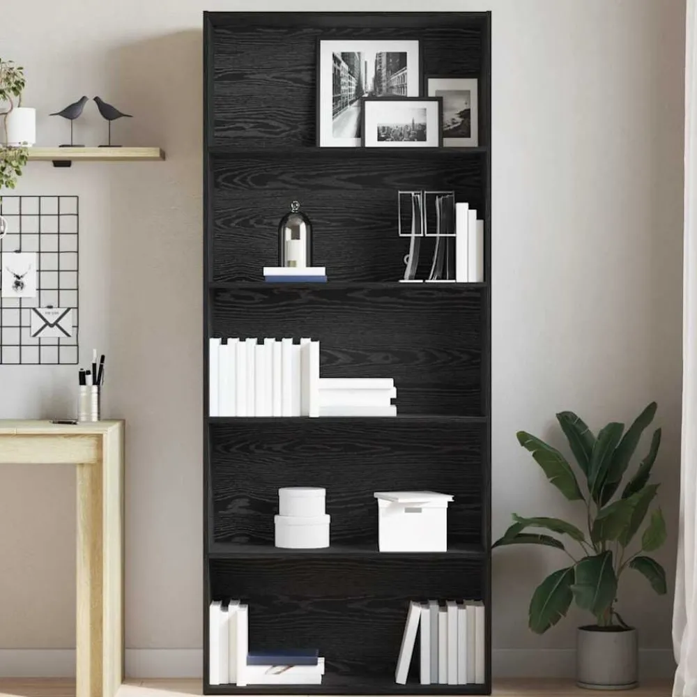 Boekenkasten & Wandplanken*vidaXL Boekenkast 80x30x189 cm Engineered Wood Zwart eiken