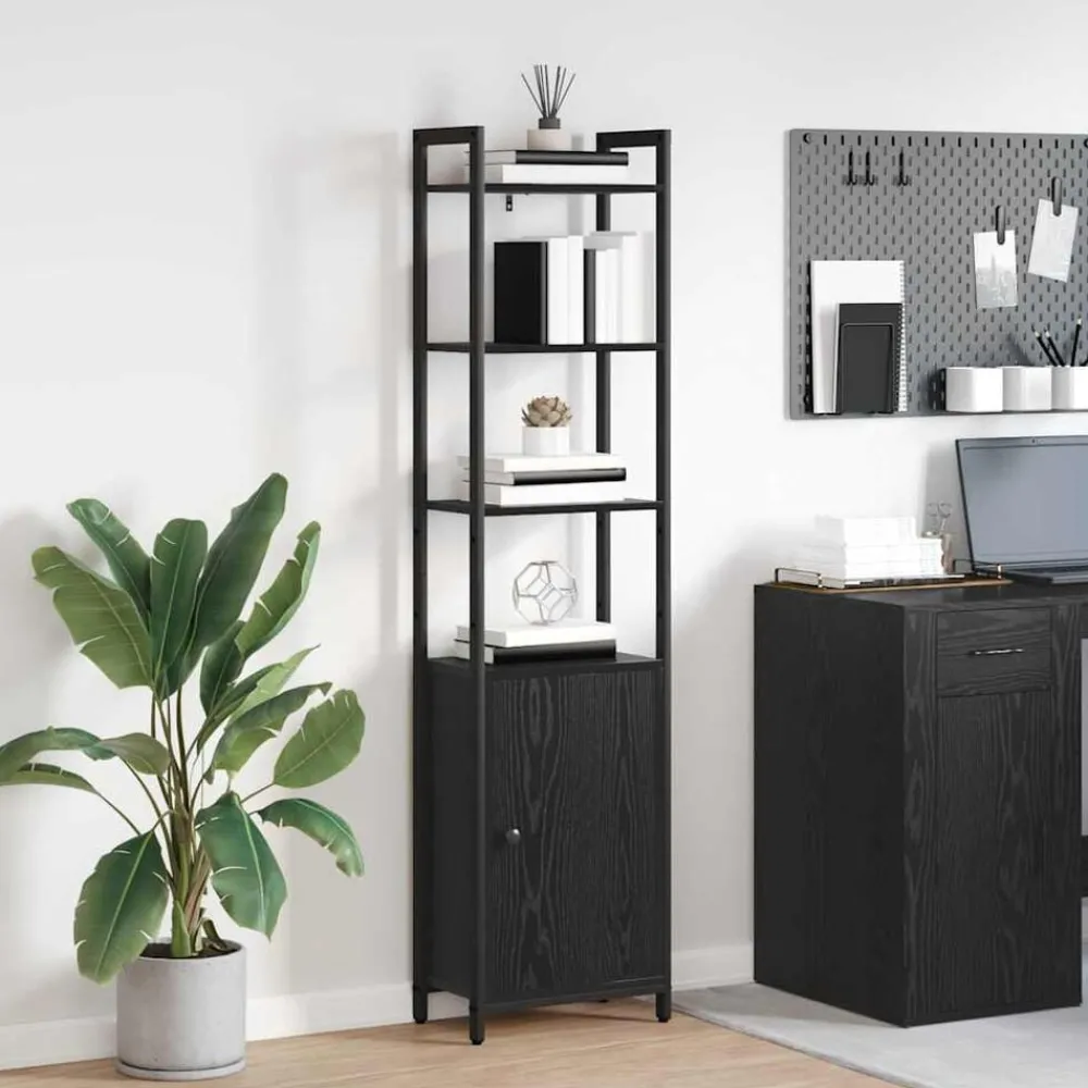 Boekenkasten & Wandplanken*vidaXL Boekenkast 40 x 24 x 161 cm Bewerkt hout Zwart eiken