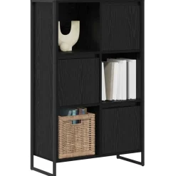 Boekenkasten & Wandplanken*vidaXL Boekenkast 68 x 30 x 108.5 cm Bewerkt hout Zwart eiken