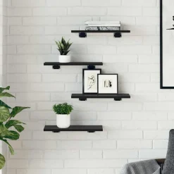Boekenkasten & Wandplanken*vidaXL Boekenplank Bord 4 pcs Zwart 40 x 20 x 1,5 cm Bewerkt hout Zwarte eik