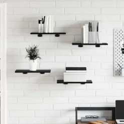 Boekenkasten & Wandplanken*vidaXL Boekenplank Bord 4 pcs Zwart 40 x 30 x 1,5 cm Bewerkt hout Zwarte eik