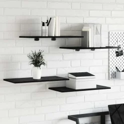 Boekenkasten & Wandplanken*vidaXL Boekenplank Bord 4 pcs Zwart 60 x 30 x 1,5 cm Bewerkt hout Zwarte eik