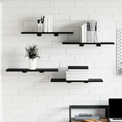 Boekenkasten & Wandplanken*vidaXL Boekenplank Bord 4 pcs Zwart 60 x 30 x 1,5 cm Bewerkt hout Zwarte eik
