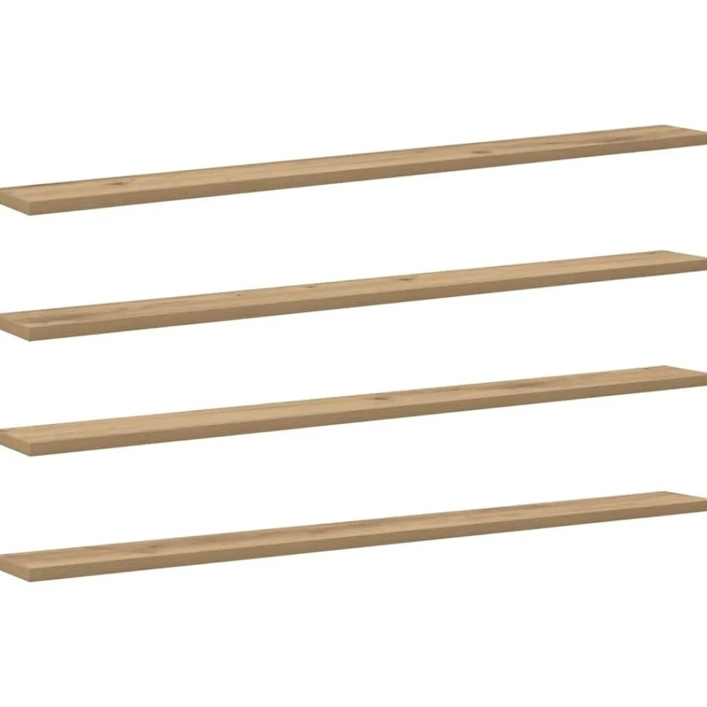 Boekenkasten & Wandplanken*vidaXL Boekenplank Bord 4 pcs Bruin 100 x 10 x 1,5 cm Bewerkt hout Artisan eik