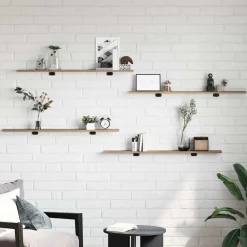 Boekenkasten & Wandplanken*vidaXL Boekenplank Bord 4 pcs Bruin 100 x 10 x 1,5 cm Bewerkt hout Artisan eik