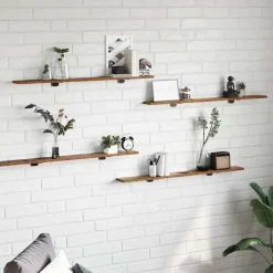 Boekenplank Bord 4 pcs Bruin 100 x 10 x 1,5 cm Bewerkt hout>vidaXL Online