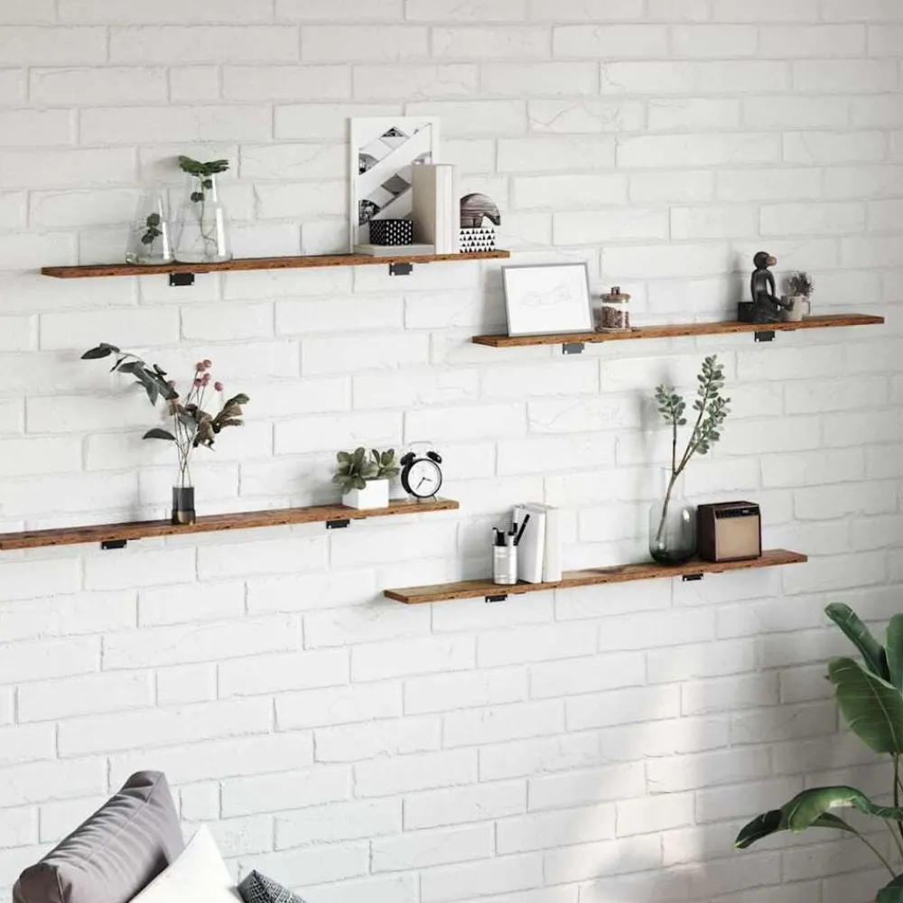 Boekenplank Bord 4 pcs Bruin 100 x 10 x 1,5 cm Bewerkt hout>vidaXL Online