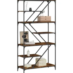 Boekenkasten & Wandplanken*vidaXL Boekenrek 91x36x176 cm bewerkt hout en staal kleur Gerookt eiken