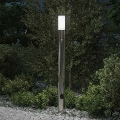 Bolderarmatuur met sensor en stopcontact 110 cm roestvrij staal IP44>vidaXL