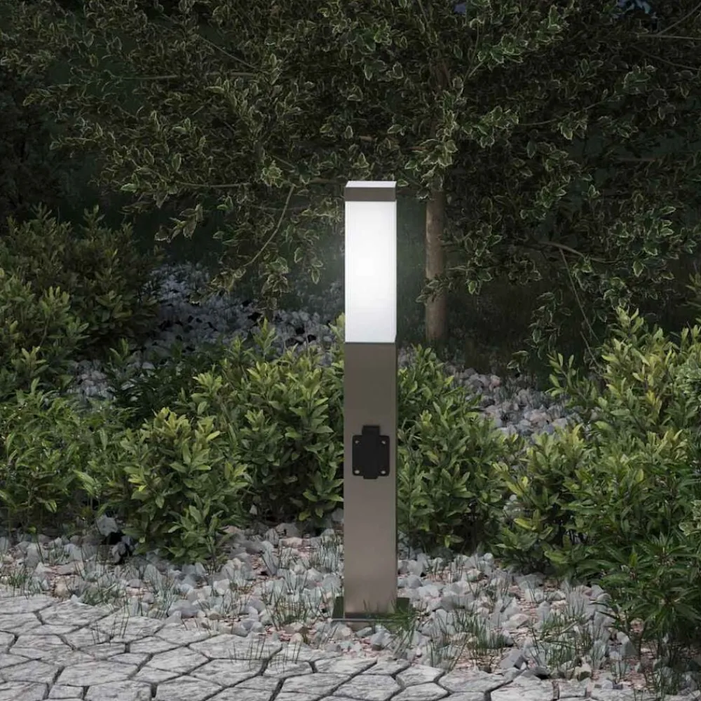 Verlichting*vidaXL Bolderarmatuur met stopcontact 50 cm RVS IP44