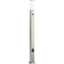 Verlichting*vidaXL Bolderarmatuur met sensor en stopcontact 110 cm roestvrij staal IP44