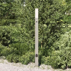 Verlichting*vidaXL Bolderarmatuur met sensor en stopcontact 110 cm roestvrij staal IP44