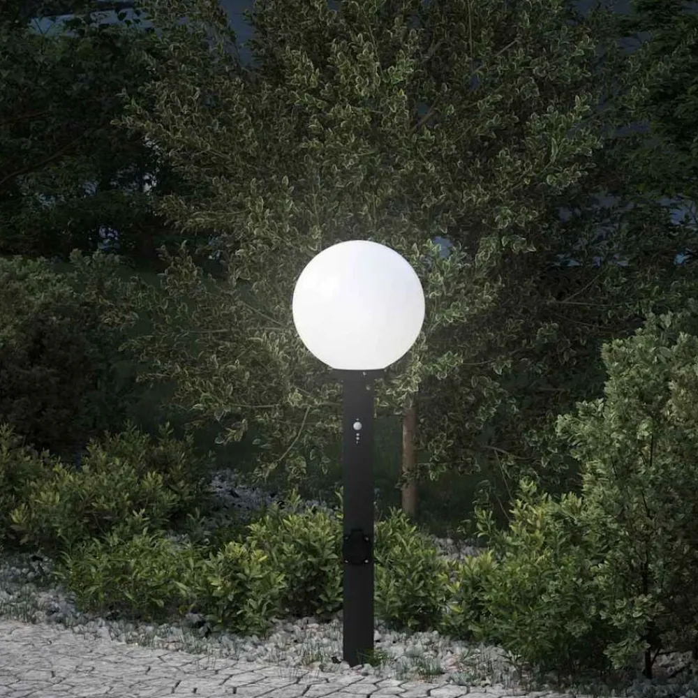 Bolderarmatuur met sensor en stopcontact 80 cm zwart IP44>vidaXL Clearance