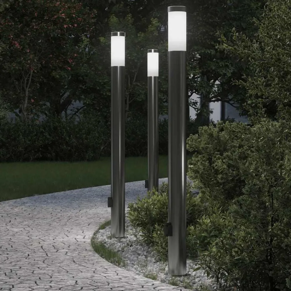 Bolderverlichting met stopcontact 3 stuks 110 cm roestvrij staal IP44>vidaXL New