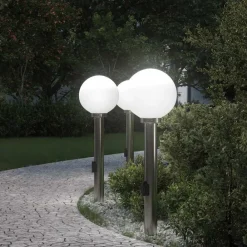 Verlichting*vidaXL Bolderverlichting met stopcontact 3 stuks 80 cm RVS IP44