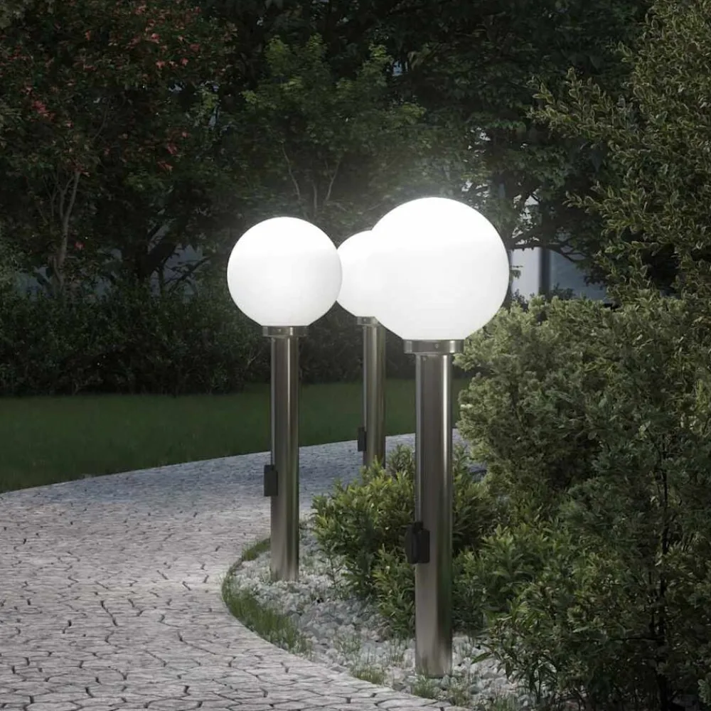 Verlichting*vidaXL Bolderverlichting met stopcontact 3 stuks 80 cm RVS IP44