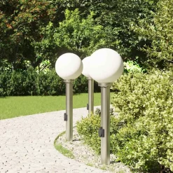 Verlichting*vidaXL Bolderverlichting met stopcontact 3 stuks 80 cm RVS IP44