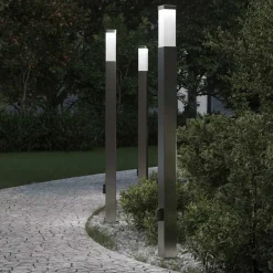 Verlichting*vidaXL Bolderverlichting met stopcontact 3 stuks 110 cm RVS IP44