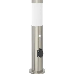 Verlichting*vidaXL Bolderverlichting met sensor en stopcontact 50 cm roestvrij staal IP44